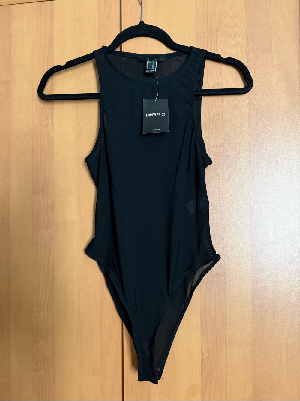 Forever 21 Black High-Cut Sleeveless Bodysuit